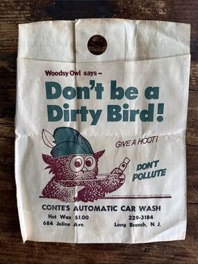 Vintage 70s Woodsy Owl 'HELP' Litterbag